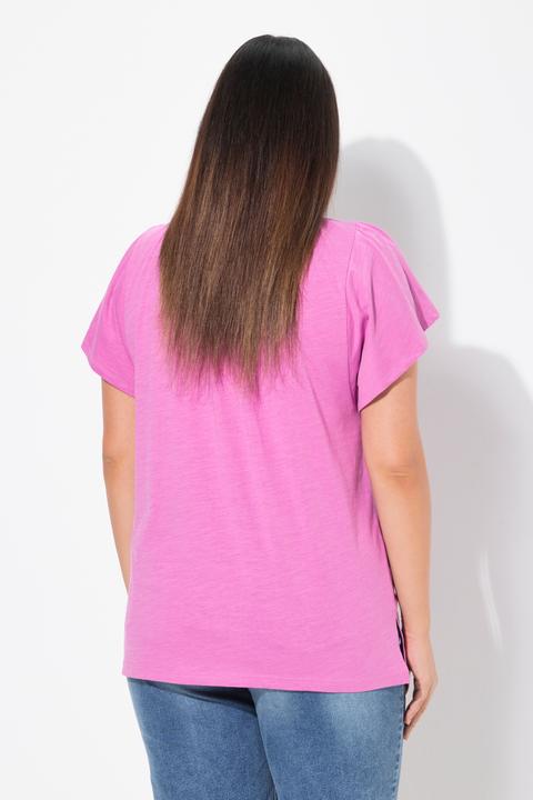 Immagine prodotto Ulla Popken T-shirt con passamano, scollo a tunica e mezze maniche ad aletta (42, 44)