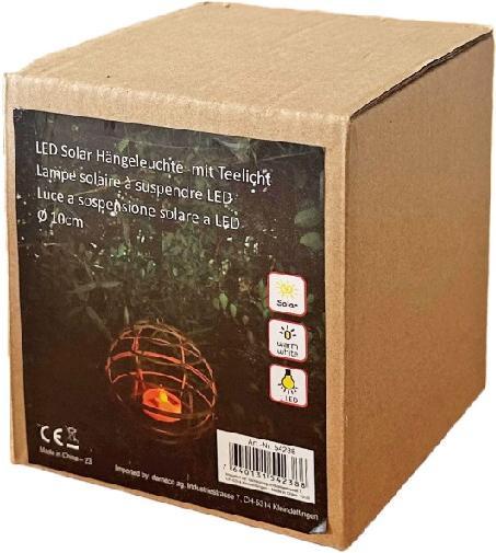 Actual product image GuGus LED solar pendant light with tea light, Ø 10 cm, brown (60 lm)