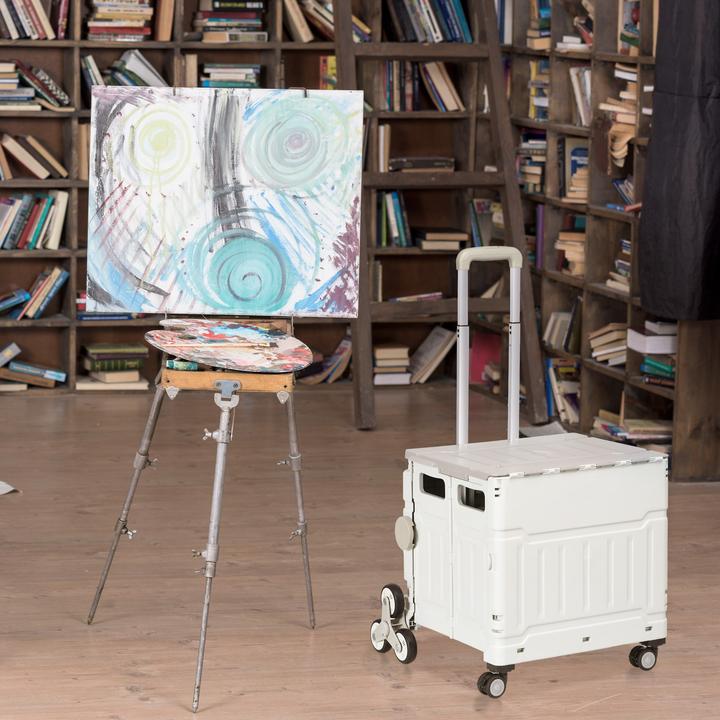 Image du produit Homcom Chariot de supermarché avec poignée télescopique