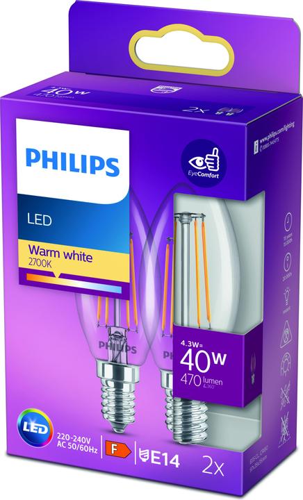 Actual product image Philips Lamp (E14, 4.30 W, 470 lm, 2 x, F)