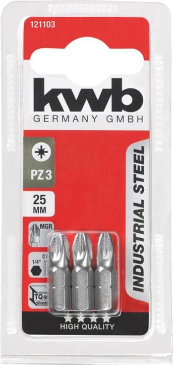 Produktbild kwb INDUSTRIAL STEEL Bits, 25 mm, PZ 3