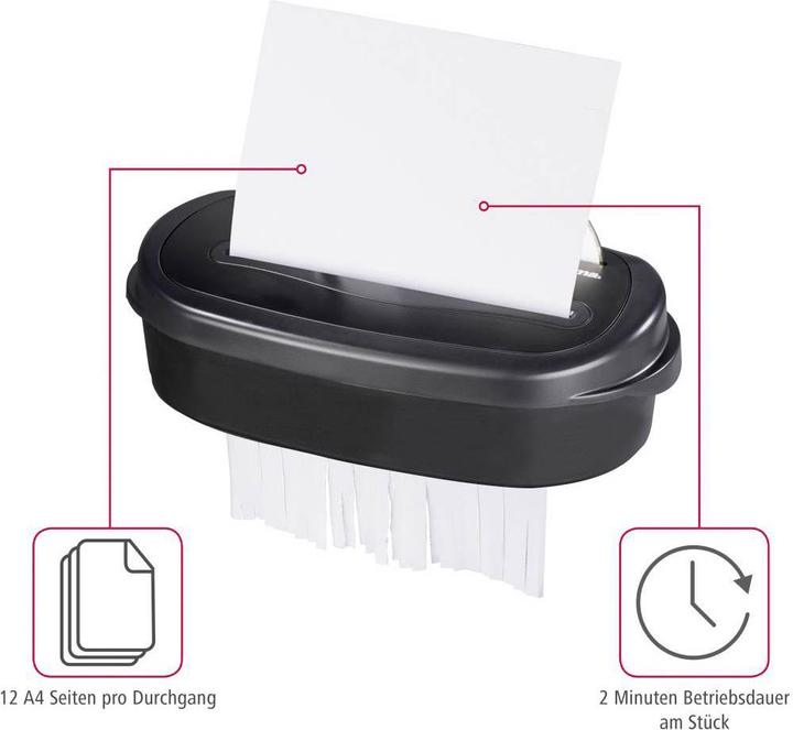 Immagine prodotto Hama Trituratore Home X12CD Taglio a striscia 4 x 40 mm 21 l Numero di fogli (max.): 13 Livello di (Taglio striscia)