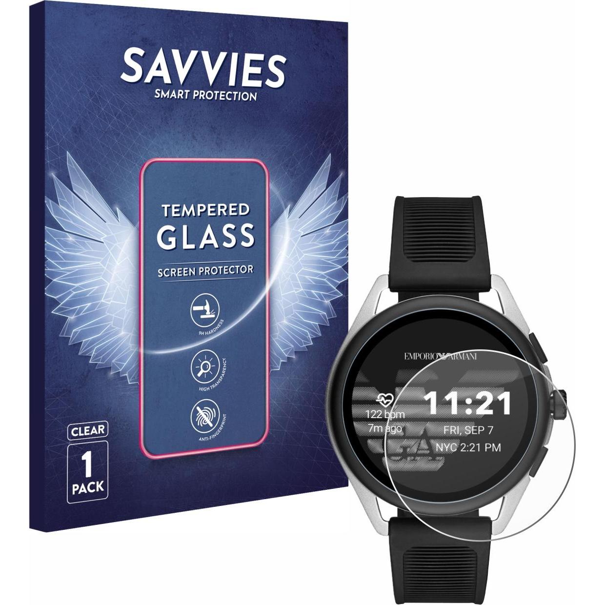 Thumbnail - Savvies Panzerglas Hartglas Displayschutz, Smartwatch Schutzfolie, Transparent