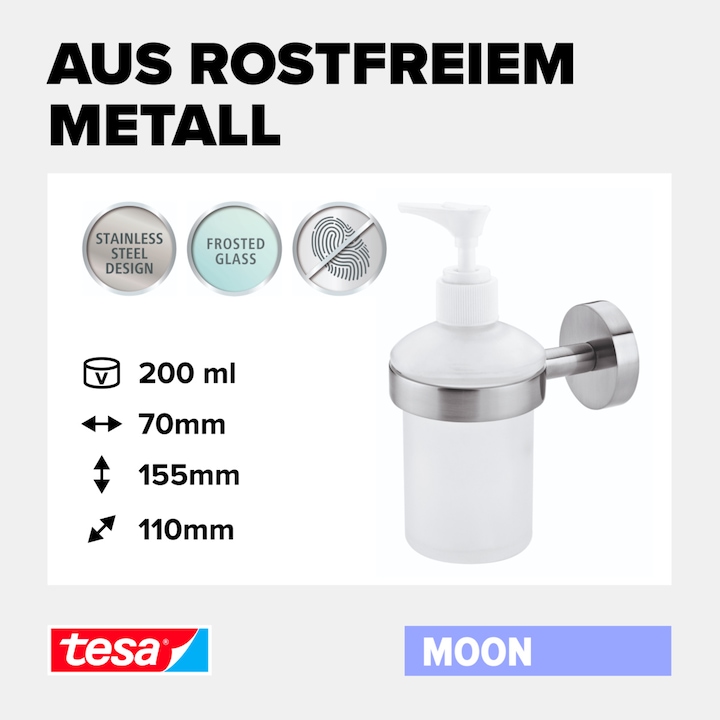 Actual product image tesa MOON soap dispenser incl. adhesive solution without drilling