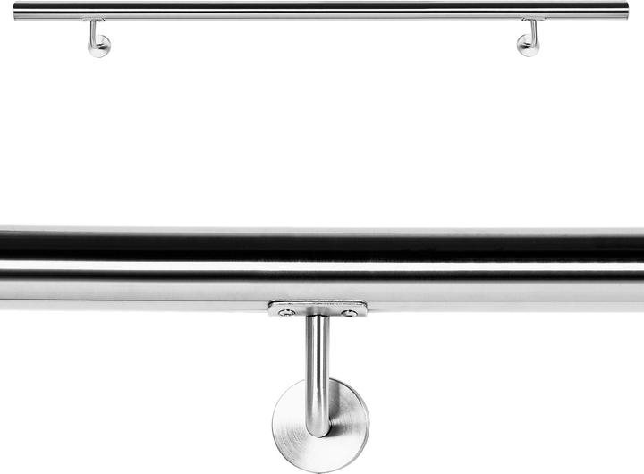 Actual product image Wiltec Handrail set wall bracket handrail 200cm bracket stair grab rail stainless steel V2A (Stainless steel)