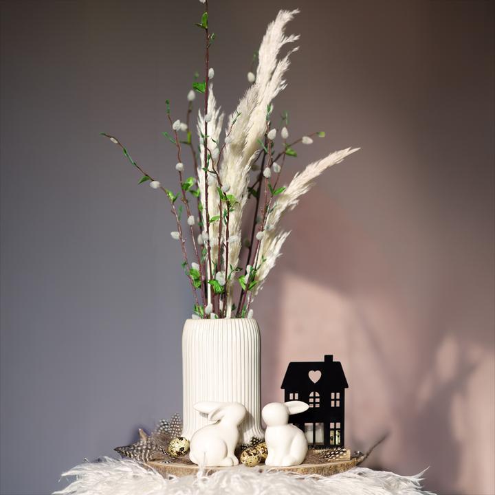 Produktbild Viana Elegante weisse vase mit Rillen für stilvolle Blumendekorationen (1 x)