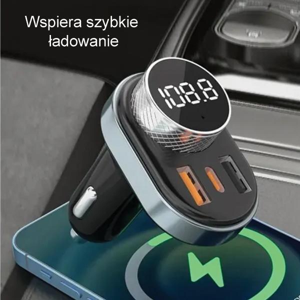 Actual product image Awei zestaw głośnomówiący C-843 z transmiterem FM, Bluetooth 5.0, MP3, 1xUSB+1xUSB-C czarny/black