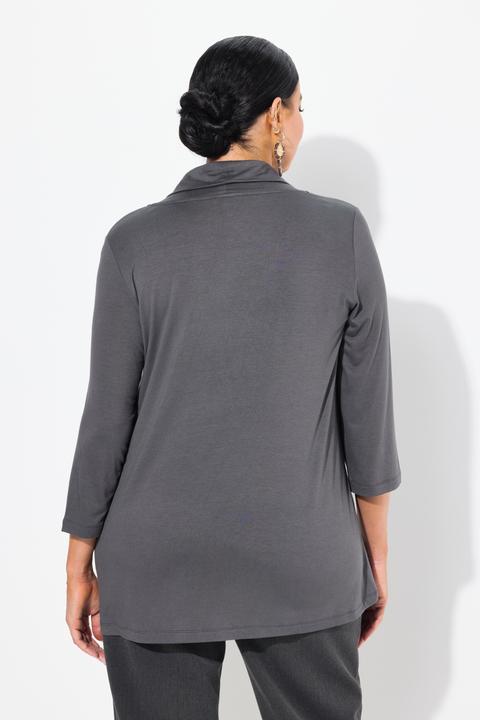 Produktbild Ulla Popken Shirt, Metallic-Druck, Wasserfall-Ausschnitt, 3/4-Arm (46, 48)