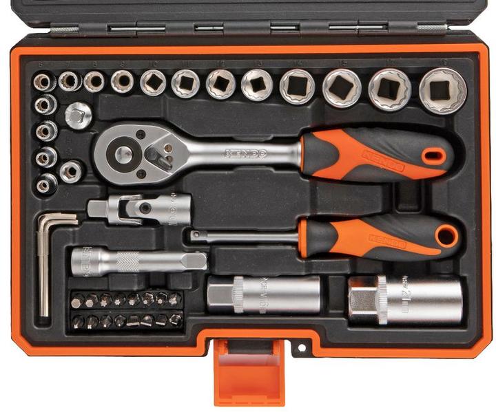Actual product image Kendo Socket spanner set 3/8" + 1/4" 45-piece (19 mm)