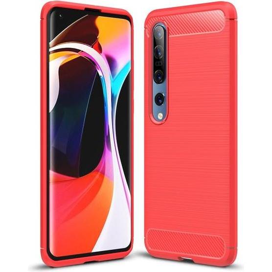 MU Style Carbon Fiber TPU Softcase Series (Xiaomi Mi 10i, Xiaomi Mi 10 Pro), Smartphone Hülle, Rot