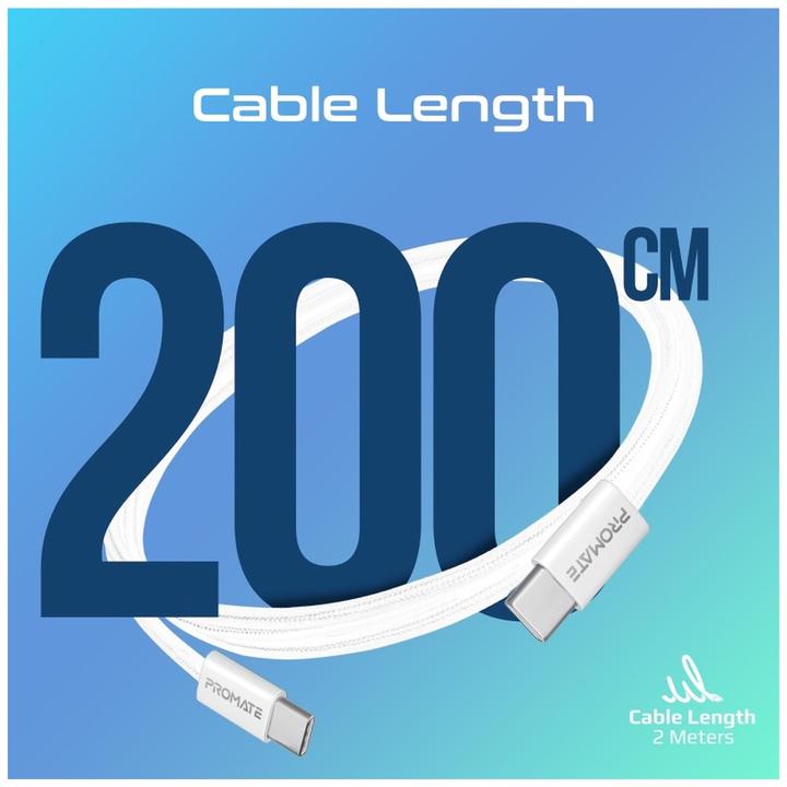 Produktbild ProMate EcoLine-CC200 White USB-C Kabel (2 m, USB 2.0, 60 W)