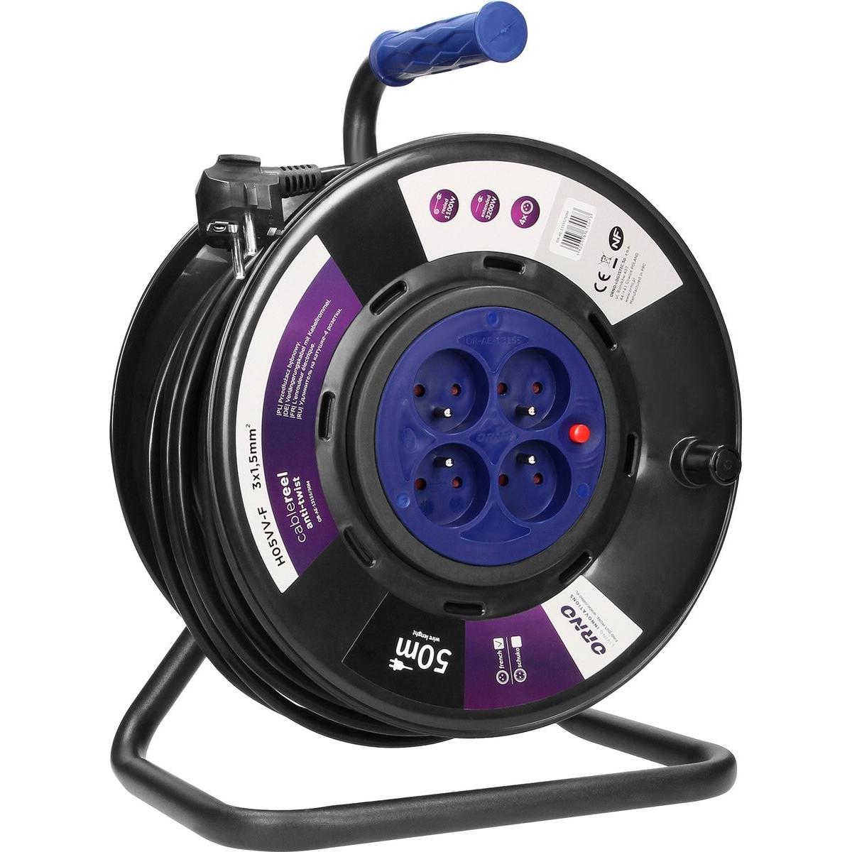 Orno, Prolunga, PRZEDŁUŻACZ BĘBNOWY 50m GN 4X2P+Z H05VV-F 3x1,5 (50 m, CEE 7/4)