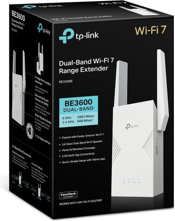 Immagine prodotto TP-Link BE3600 Wi-Fi 7 Range ExtenderSPEED: 688 (2882 Mbit/s, 688 Mbit/s)