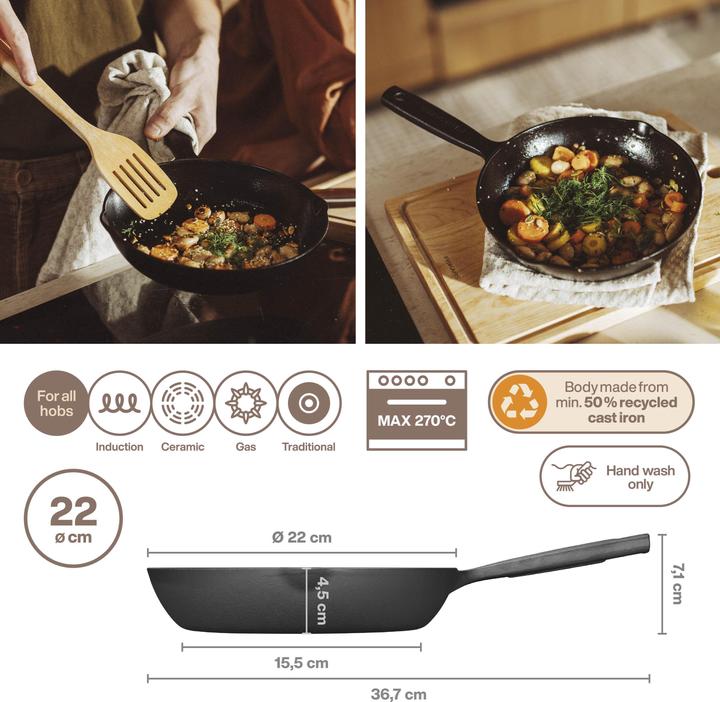Actual product image Fiskars CREA 1075701 (22 cm, Frying pan, Cast iron)