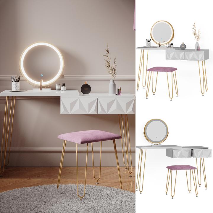 Image du produit Vicco Bella avec éclairage LED et tabouret (120 x 37 x 76 cm)