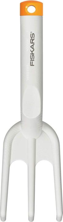 Actual product image Fiskars Flower rake with 3 prongs, length: 26.3 cm, White/Orange, FiberComp/High-quality steel, Light