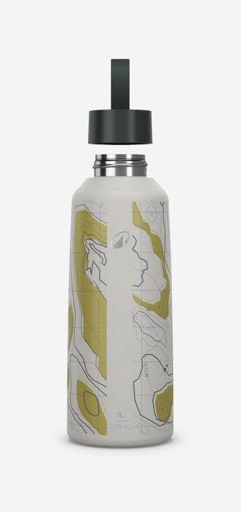 Quechua Trinkflasche 1 l Edelstahl Schraubverschluss Wandern - Carto 100 Karte/grün (1 l)