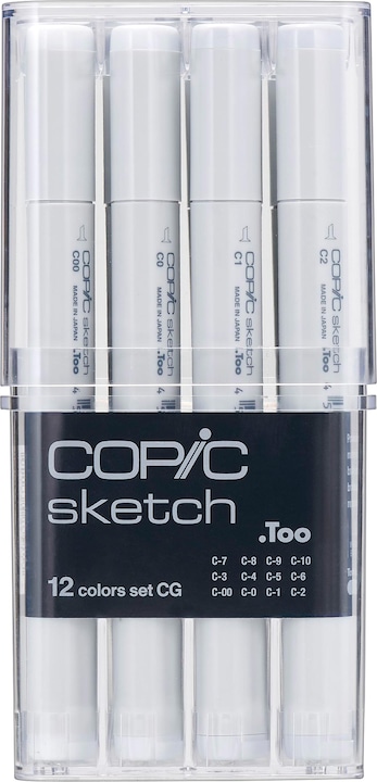 Produktbild Copic Marker sketch, 12er Set "Graut”ne CG" (Grau, 3 mm, 12 x)