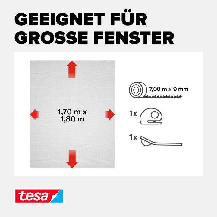 Image du produit tesa Moustiquaire COMFORT pour fenêtres, avec bande Velcro, autocollante, sans perçage (170 x 180 cm)