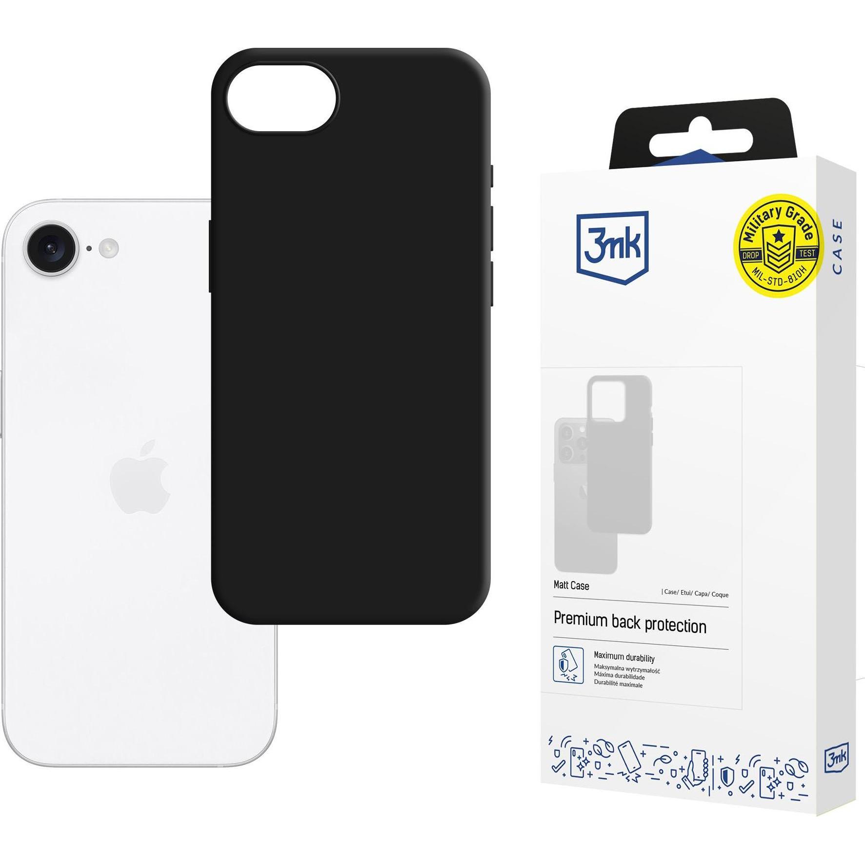 3Mk Nero Custodia Matt Per Apple Iphone 16E / Se 4 - (Apple Iphone 16E, Apple Iphone 17E, Apple Iphone 4), Cover Smartphone,