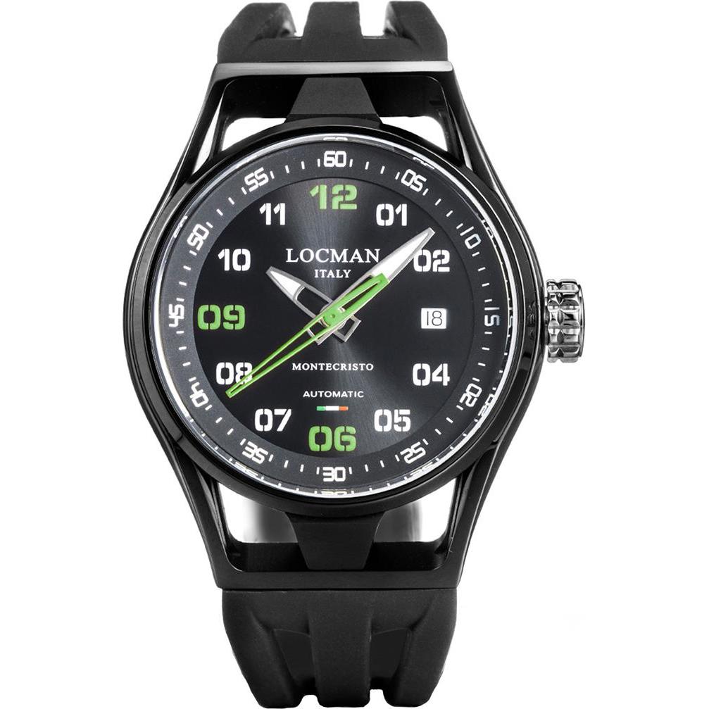 Locman, Armbanduhr, Italy Armbanduhr Montecristo Automatik Ref.0537, Schwarz, Grün, (42 mm)