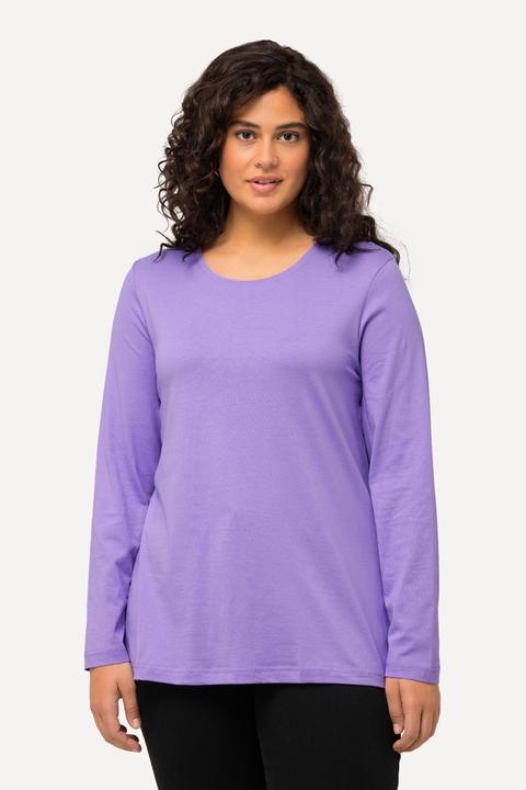 Actual product image Ulla Popken Basic Round Neck Long Sleeve Slim Fit Cotton Tee (54)