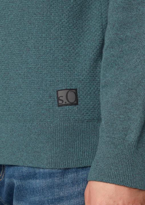 Produktbild s.Oliver Strickpullover Strickpullover mit Strukturmix und Logo-Patch (XXL)