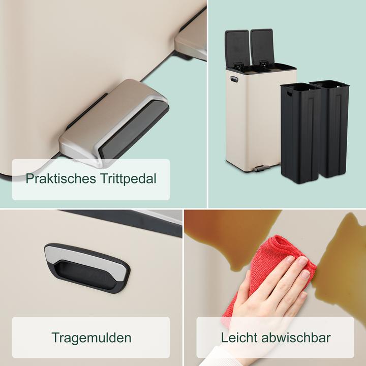 Produktbild Relaxdays Mülleimer Küche 2x 30 Liter (60 l)