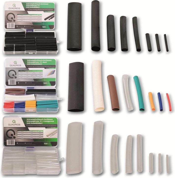 Immagine prodotto Quadrios Set di termoretraibili 300 pezzi nero/trasparente/colorato (300x)