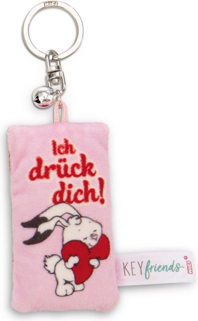 Actual product image Magni NICI Schlüsselanhänger Mini Plüschkissen Ich drück dich! mit Glöckchen 8cm