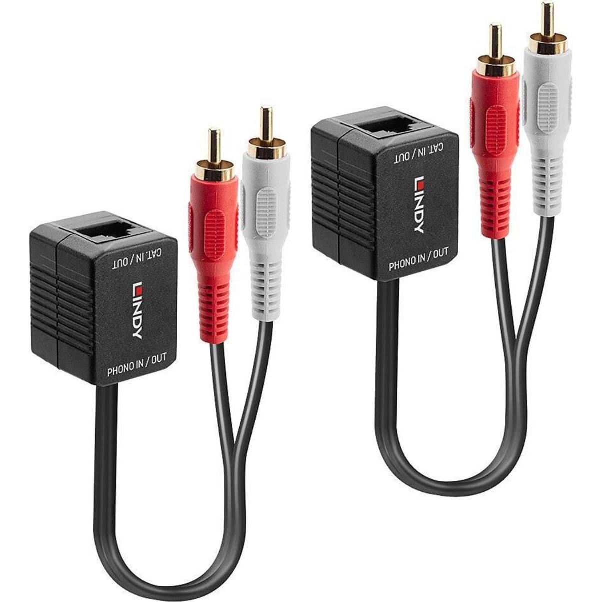 Lindy Cat.5/6 100m 2x RCA (Extender), Audio Adapter, Schwarz