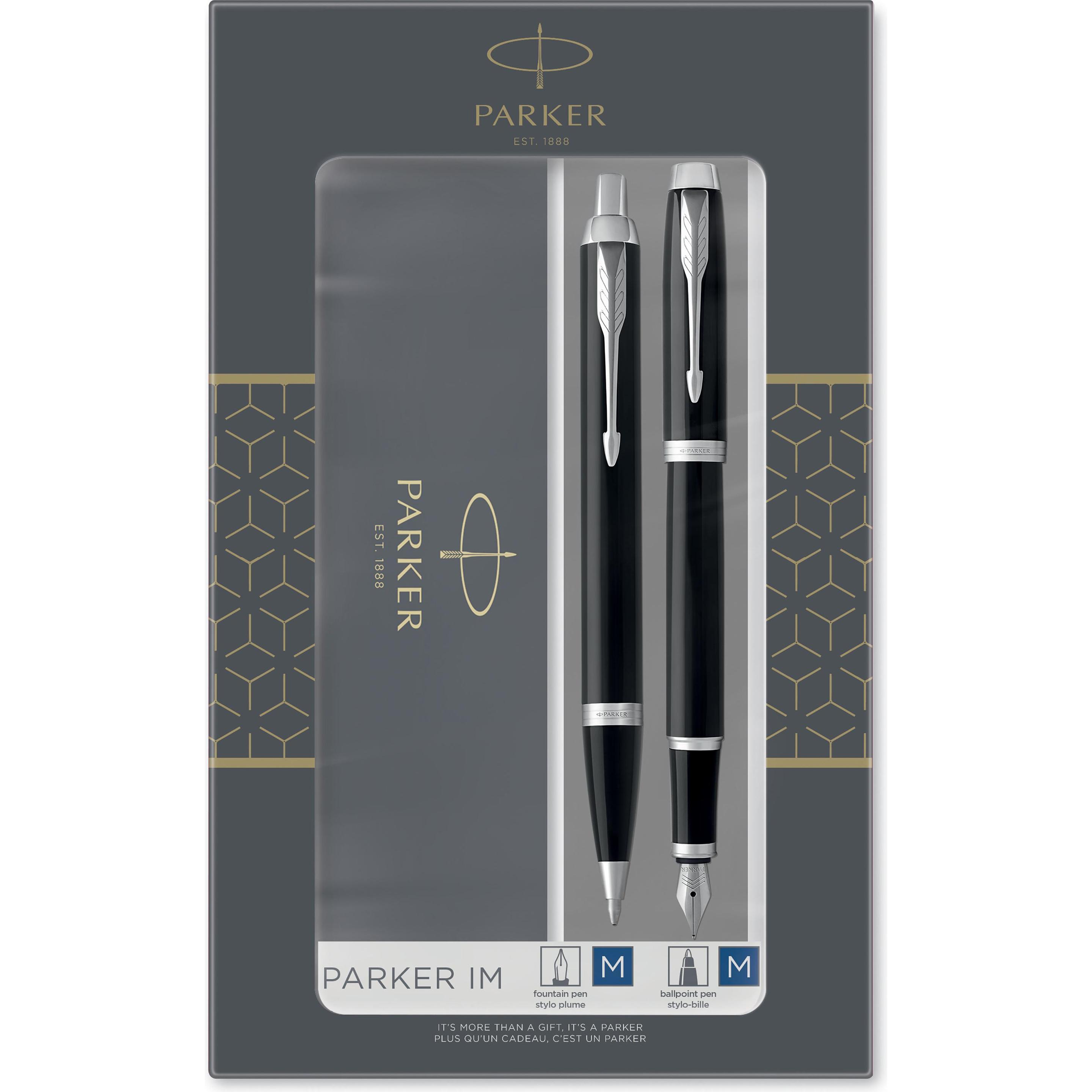 Parker, Schreibstifte, Füllfederhalter DuoSet IM C.C. Schwarz (Black, Silber, 2 x)