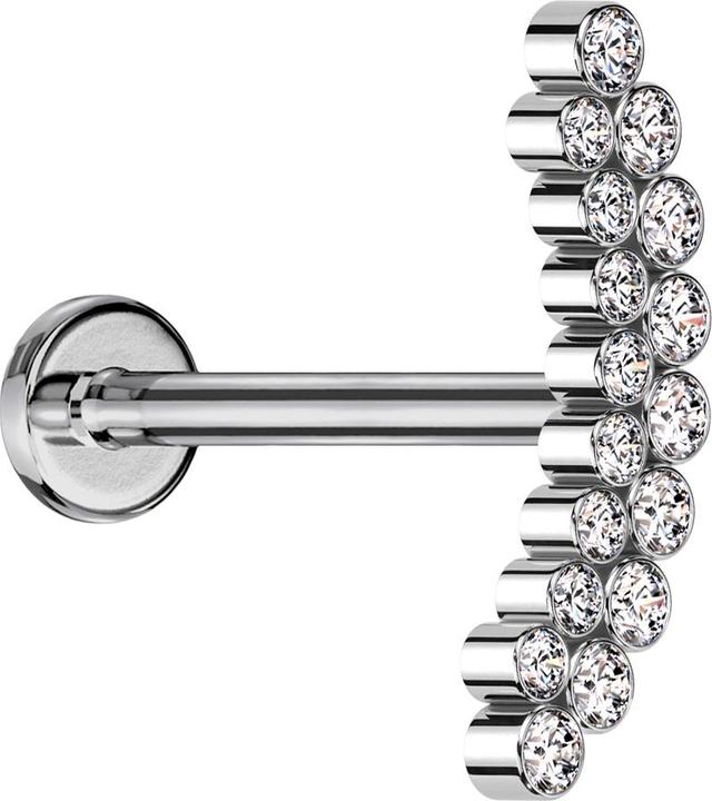 Immagine prodotto Star Piercing Micro Labret filo interno argento doppia fila di cristalli curvi argento (senza ottone, Titanio)