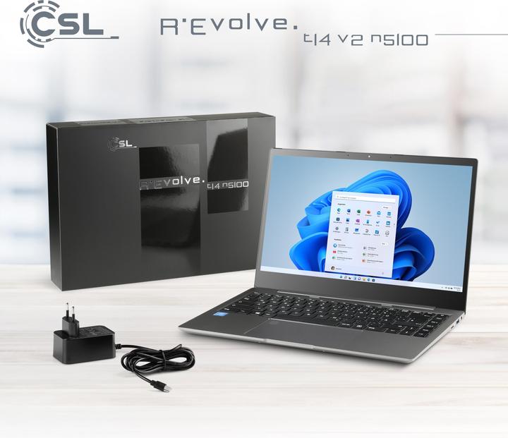 Actual product image CSL Notebook R'Evolve T14 v2 4 GB 250 GB Windows 11 Home (14", Intel Celeron N5100, 4 GB, 250 GB, DE)