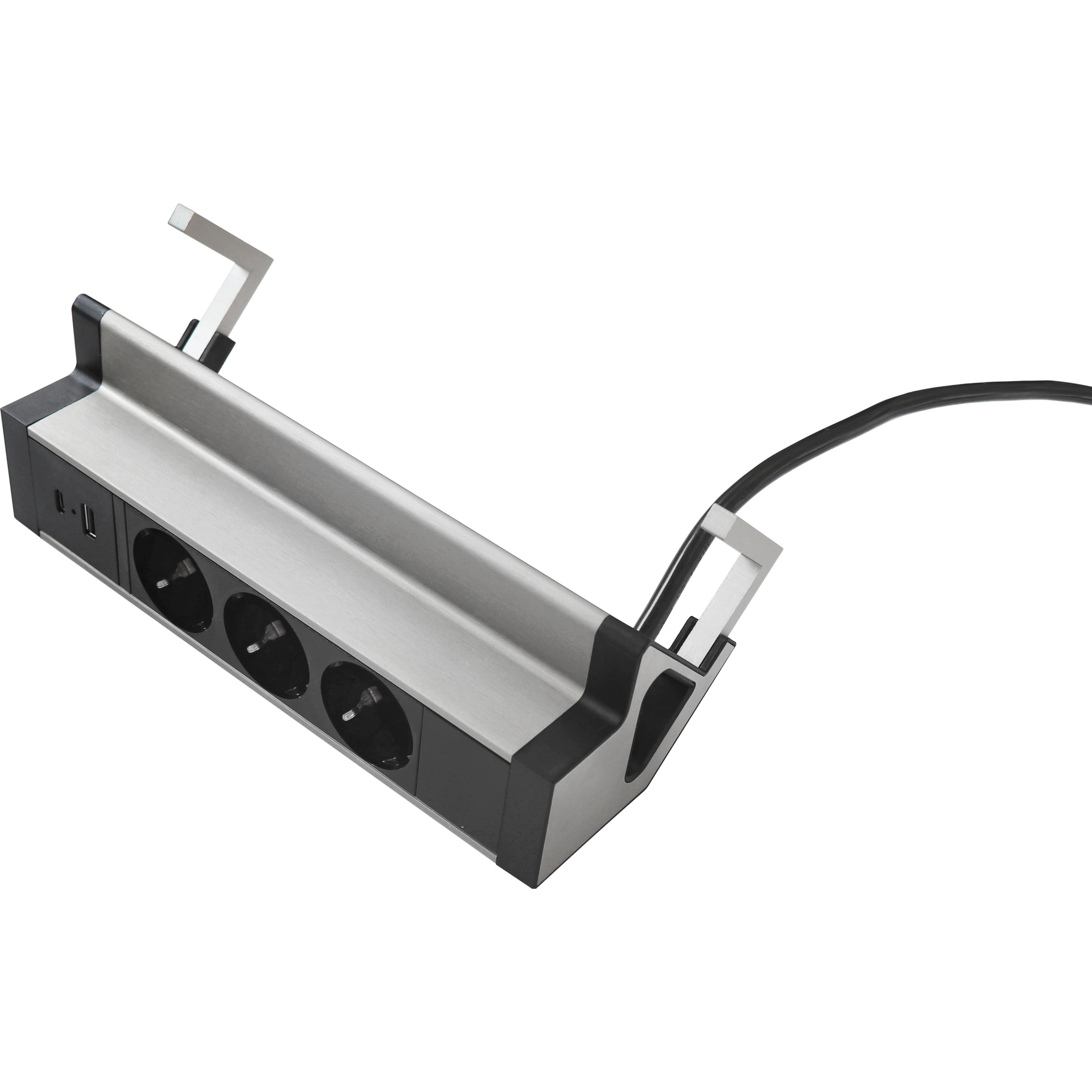 Hammerbacher, Ciabatta multipresa, Steckdosenleiste anklemmbar, Schwarz (3 x, CEE 7/3, 1.80 m)