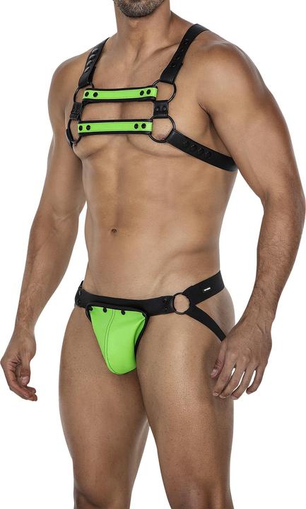 Actual product image Cut4men Men's jock strap in black/green (S, M)