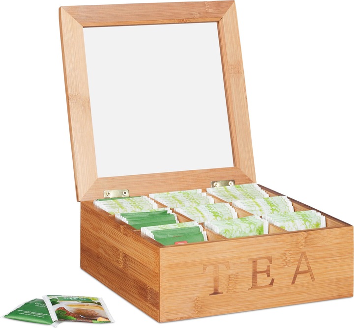 Relaxdays 9 Compartment Tea Box