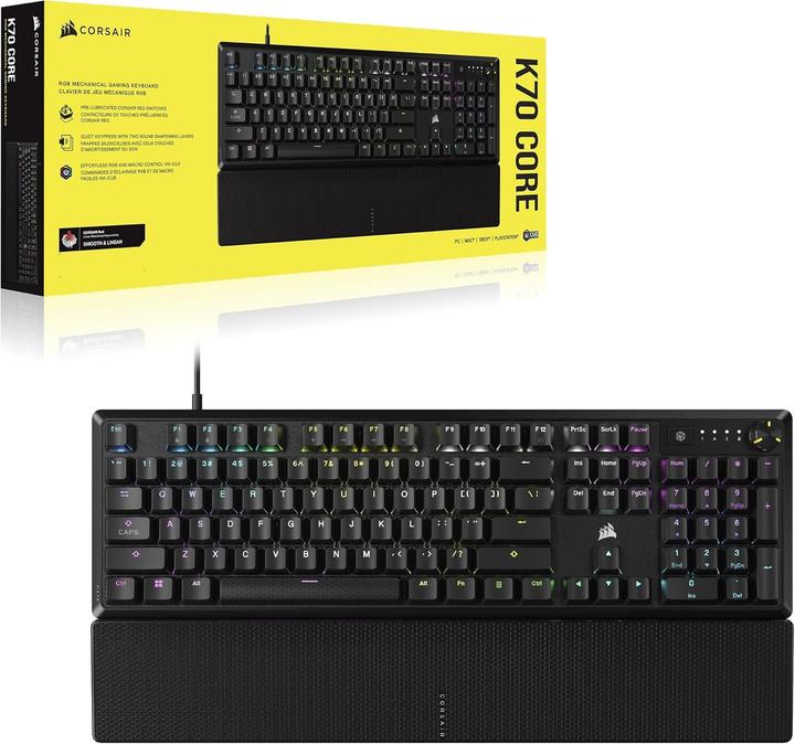 Actual product image Corsair K70 Core RGB Mechanical Gaming Keyboard (US, Cable)