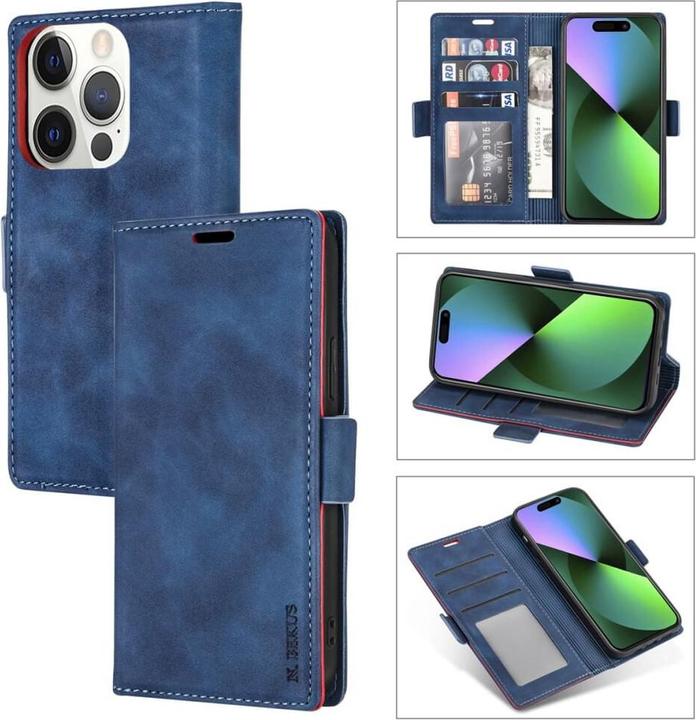 Produktbild N.Bekus iPhone 15 Pro - Flip Case Hülle blau (Apple iPhone 15 Pro)