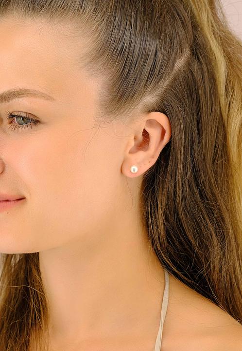 Image du produit Muau Stud earrings or jaune 750 freshwater pearl 5.5-6mm (Or jaune 750/18K)