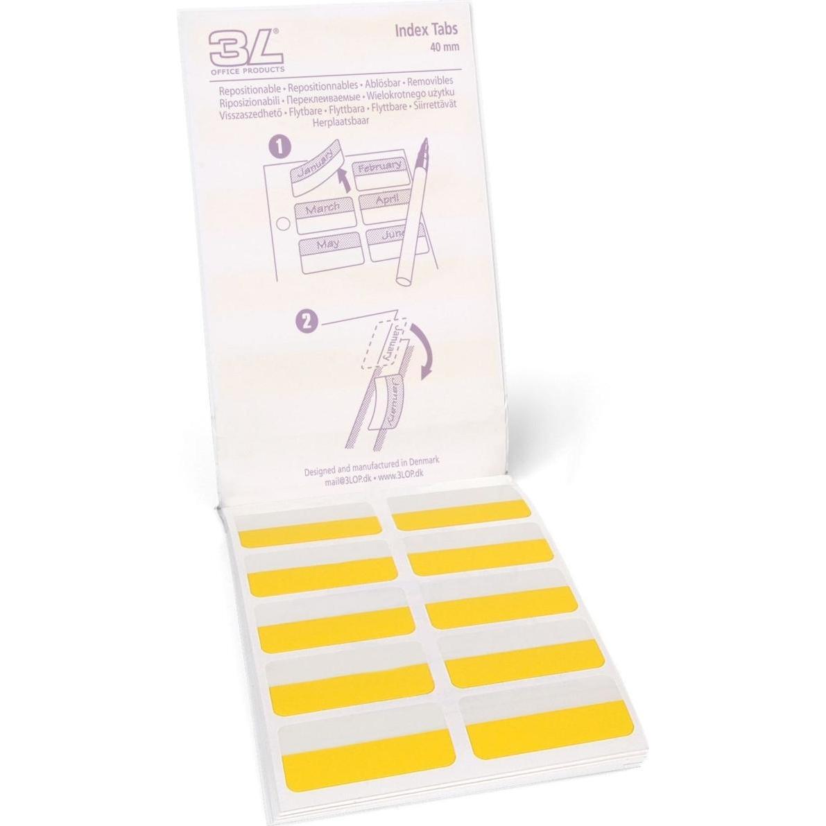 3L, Ordner Zubehör, Registertabs 40mm blau/rot/gelb/grün VE=140 Stück