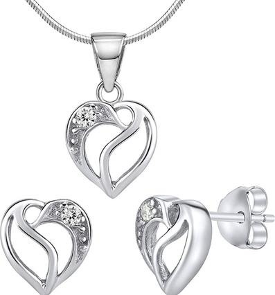 Image du produit Silvego Jewelry Set Made Of 925 Sterling Silver 925 Heart With Clear Cubic Zirconia