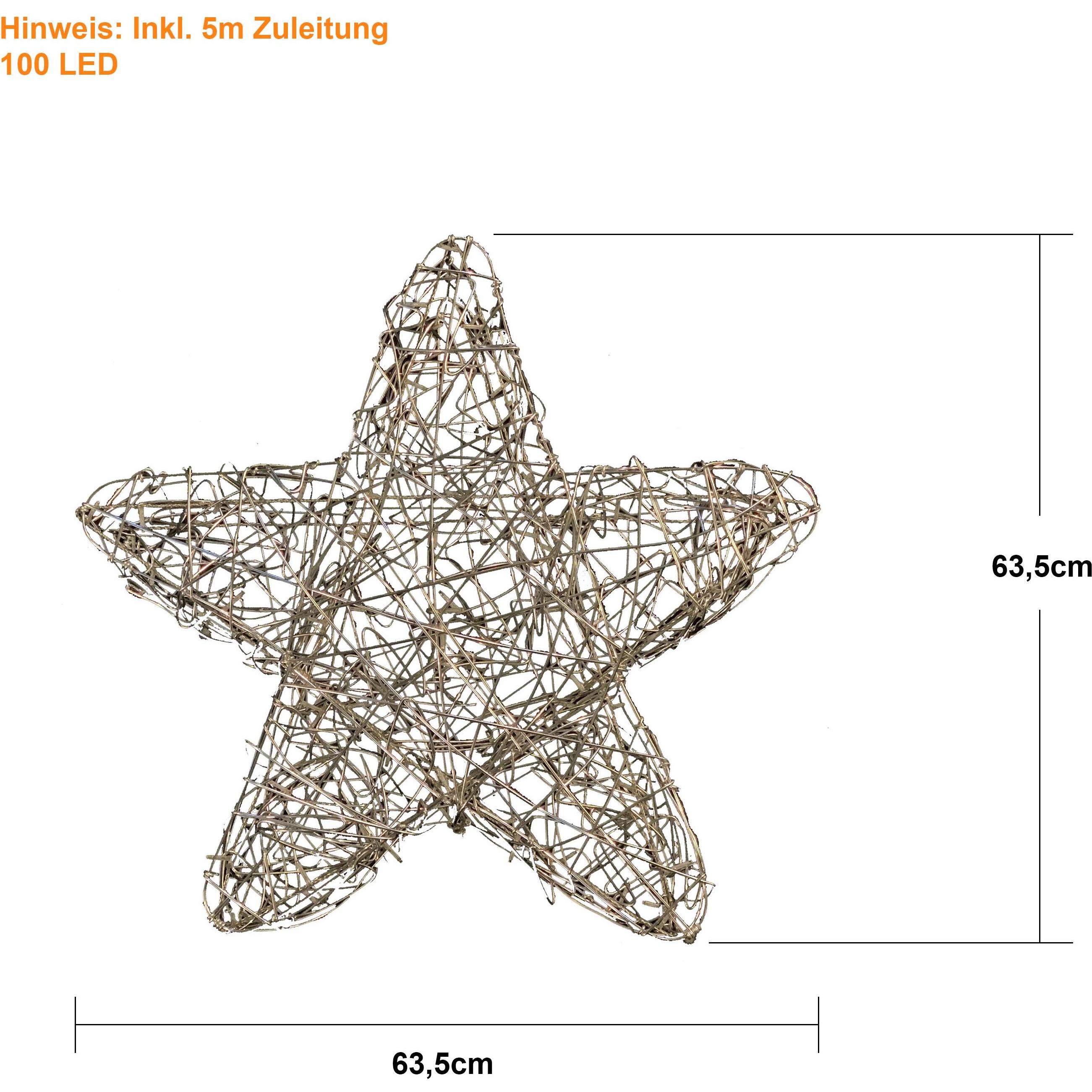Thumbnail - Star Trading, Weihnachtsbeleuchtung, LED Outdoor-Leuchtstern,Sven, handgefertigt, gold, Ø 63cm