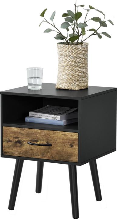 Image du produit En.Casa Table d'appoint Gävle Lot de 2 Noir/Ton bois foncé