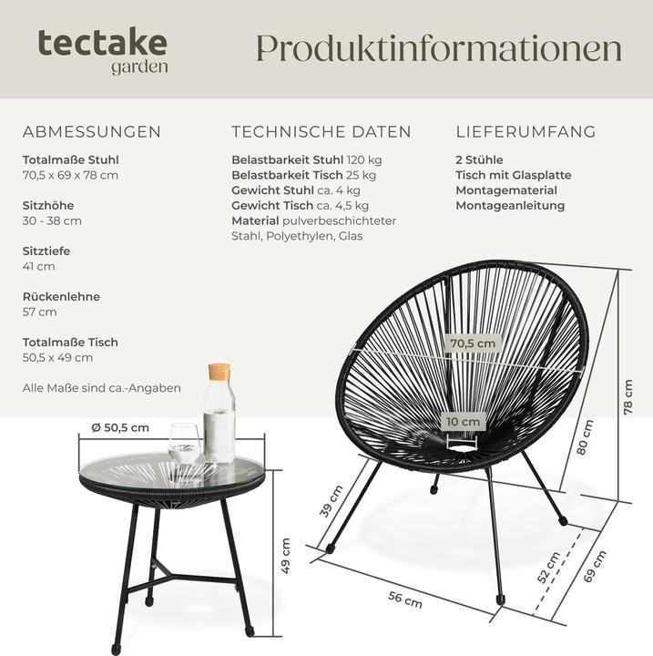 Actual product image tectake Santana (2 chairs, 1 table)