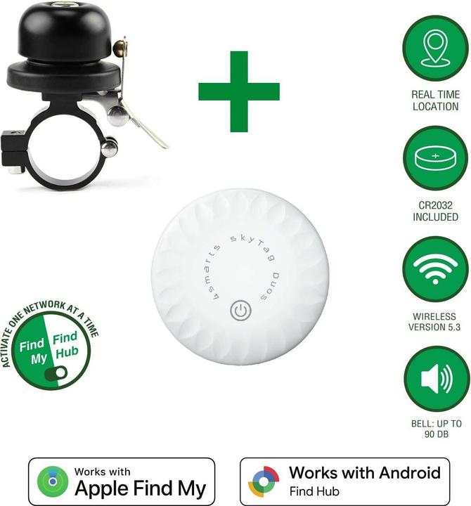 Produktbild 4smarts Standort-Finder SkyTag Duos mit Klingel f??r Fahrrad (Android, Apple)