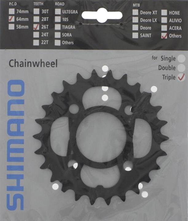 Actual product image Shimano Chainring Acera FC-M391 26 teeth black with chain guard (26)