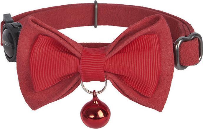 Immagine prodotto Dogness Set di collari per gatti 2 pezzi (Vera pelle rossa/fibra nera) (Gatto, Generale)