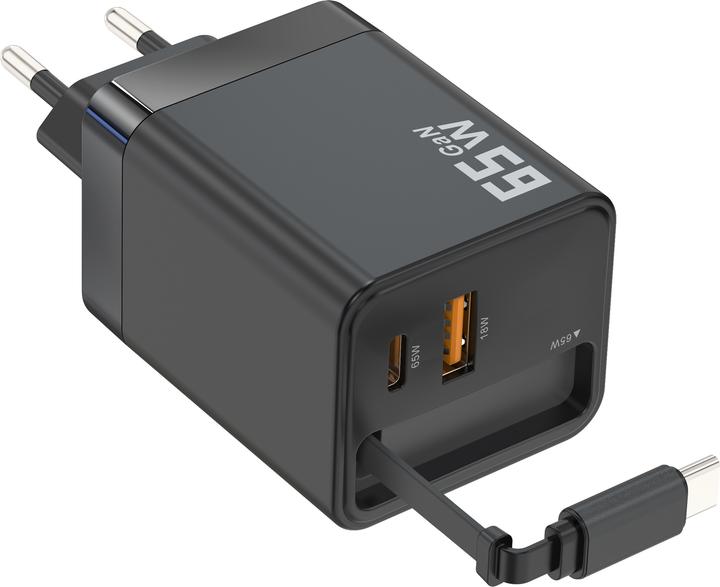 Image du produit PhoneLook Chargeur rapide multiports PD 65W avec câble USB-C intégré (65 W)