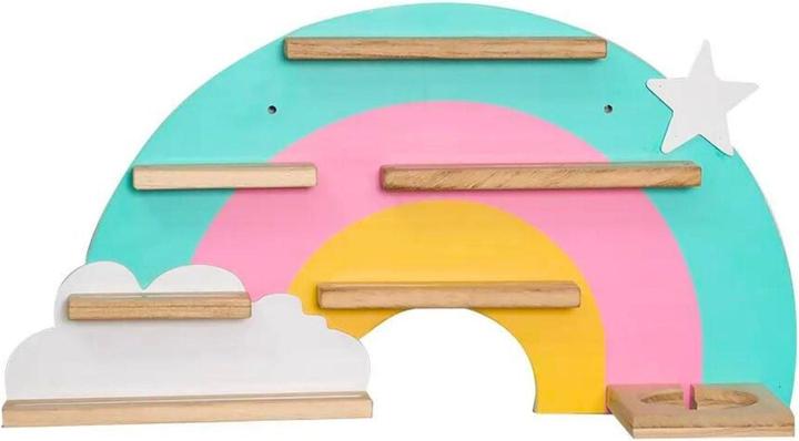 Image du produit Hermex Étagère en bois arc-en-ciel pour Toniebox et figurines sonores Étagère murale Organisateur de jouets